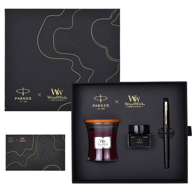 XL 엔트리 레벨 블랙 골드 잉크 펜 WoodWick 아로마테라피 블랙 기념일 선물 세트