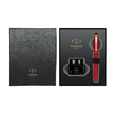파커 유롱 시리즈 비즈니스 선물 상자 및 Weiya XL Jiaolong/Black Red Special Edition Gold Clip 잉크 펜