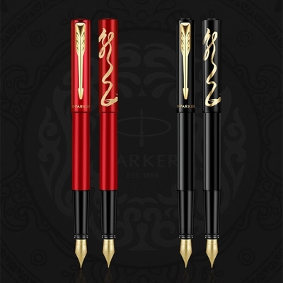 파커 유롱 시리즈 비즈니스 선물 상자 및 Weiya XL Jiaolong/Black Red Special Edition Gold Clip 잉크 펜