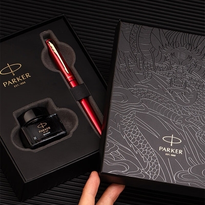 파커 유롱 시리즈 비즈니스 선물 상자 및 Weiya XL Jiaolong/Black Red Special Edition Gold Clip 잉크 펜