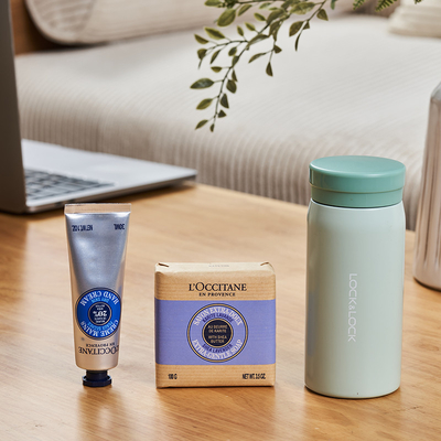 C Lock Thermos Mug L'Occitane 비누 손 크림 세트 호텔 및 리조트 손님에게 이상적입니다.