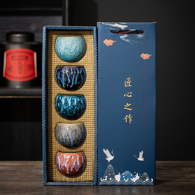 Kiln Change Master Cup Tea Cup Set for Corporate Gifting Customized Size and Shape 회사 선물용 차컵 세트 커븐 변경 마스터 컵 회사 선물용 차컵 세트 커스텀 크기와 모양