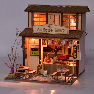 호텔 앤 리조트 중국 스타일 레트로 DIY Cottage 바베큐샵 애틱 어셈블리 모델