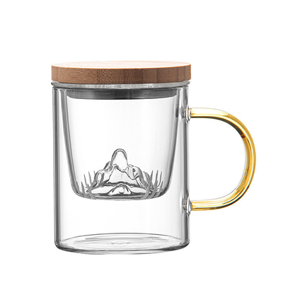 고보로실리케이트 유리 컵 가산 Bambu and Wood Tea Cup Set for Business Giveaways