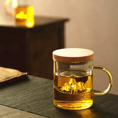고보로실리케이트 유리 컵 가산 Bambu and Wood Tea Cup Set for Business Giveaways