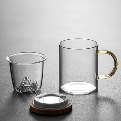 고보로실리케이트 유리 컵 가산 Bambu and Wood Tea Cup Set for Business Giveaways