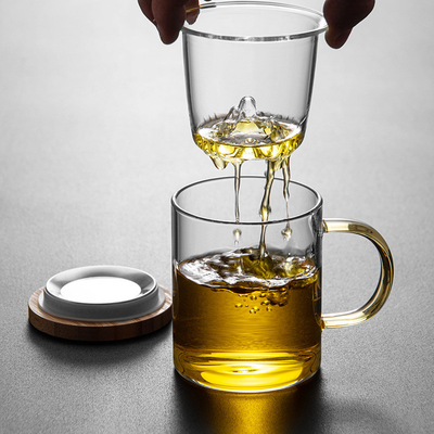 고보로실리케이트 유리 컵 가산 Bambu and Wood Tea Cup Set for Business Giveaways