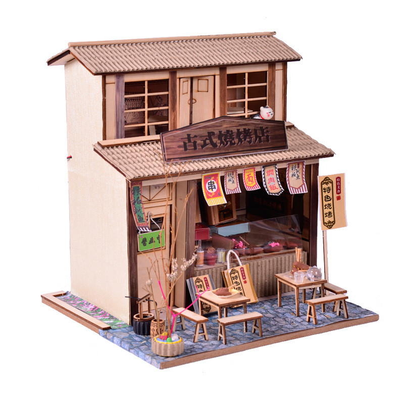 호텔 앤 리조트 중국 스타일 레트로 DIY Cottage 바베큐샵 애틱 어셈블리 모델