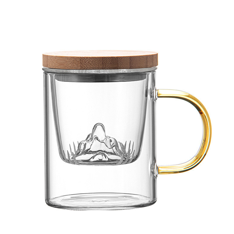 고보로실리케이트 유리 컵 가산 Bambu and Wood Tea Cup Set for Business Giveaways
