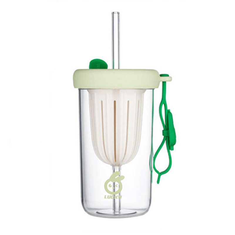 차 분리 차 컵 500ml 높은 외모의 차가운 추출 컵 짚 물 컵 활동 선물