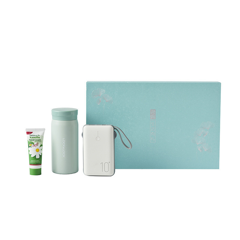 레 코 라이프 선물 세트 단열 컵 200ml 모바일 파워 손 크림 감사 선물